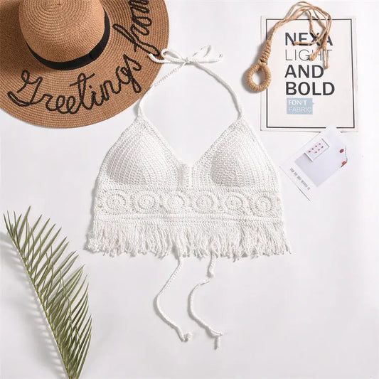 Top Halter Femme Uni à Découpes avec Bonnets Intégrés - BMYANY