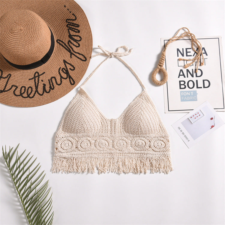 Top Halter Femme Uni à Découpes avec Bonnets Intégrés - BMYANY