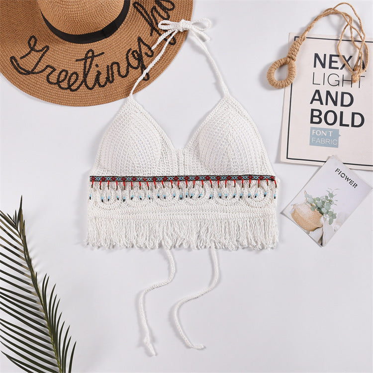 Top Halter Femme Uni à Découpes avec Bonnets Intégrés - BMYANY