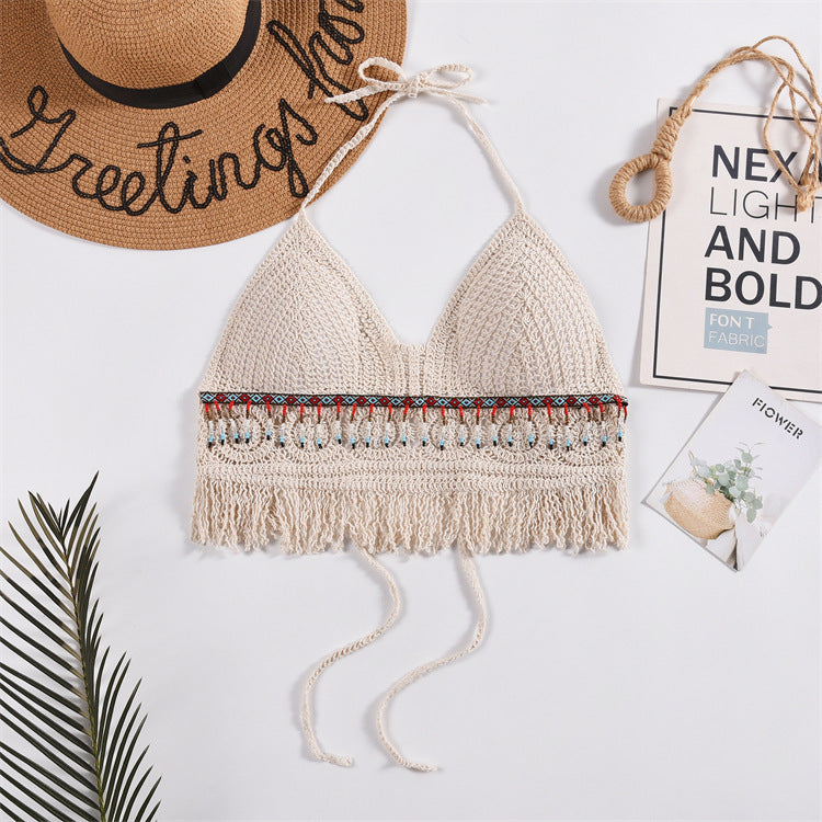 Top Halter Femme Uni à Découpes avec Bonnets Intégrés - BMYANY