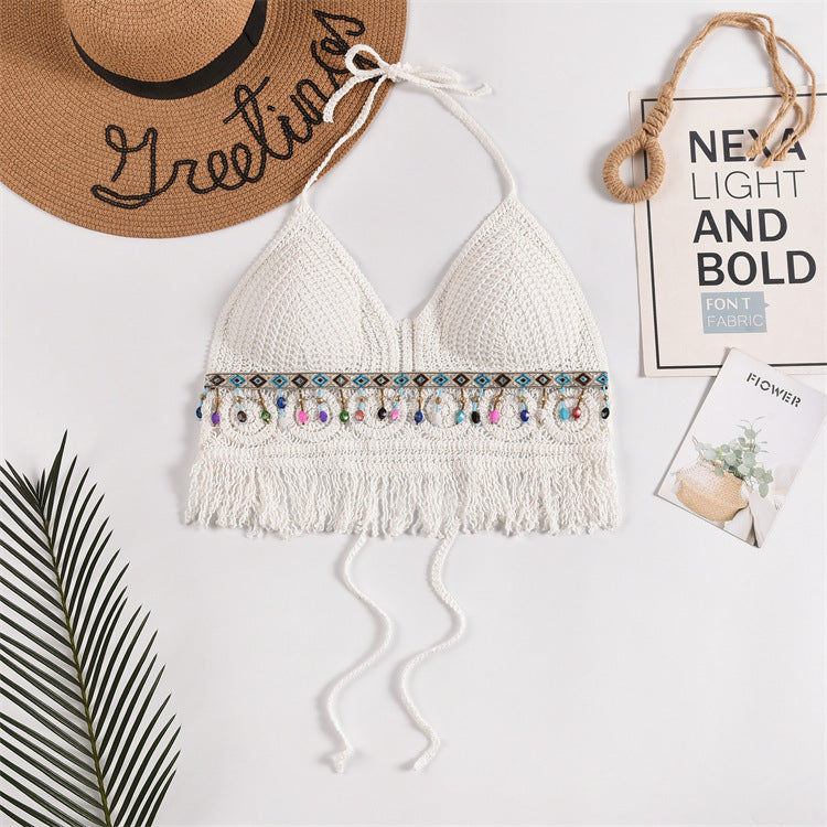 Top Halter Femme Uni à Découpes avec Bonnets Intégrés - BMYANY