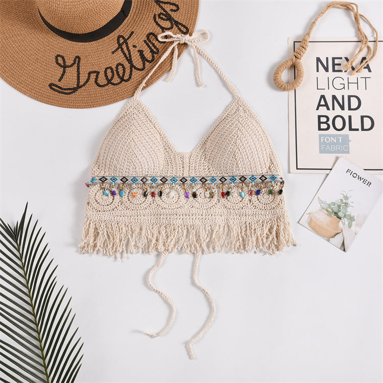 Top Halter Femme Uni à Découpes avec Bonnets Intégrés - BMYANY