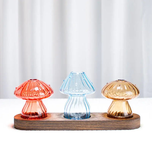 Vase en Verre Champignon Coloré - Flacons Aromathérapie Décoratifs - BMYANY