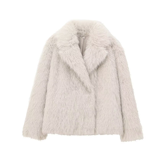 Veste Femme à Revers en Fausse Fourrure - Style Élégant - BMYANY