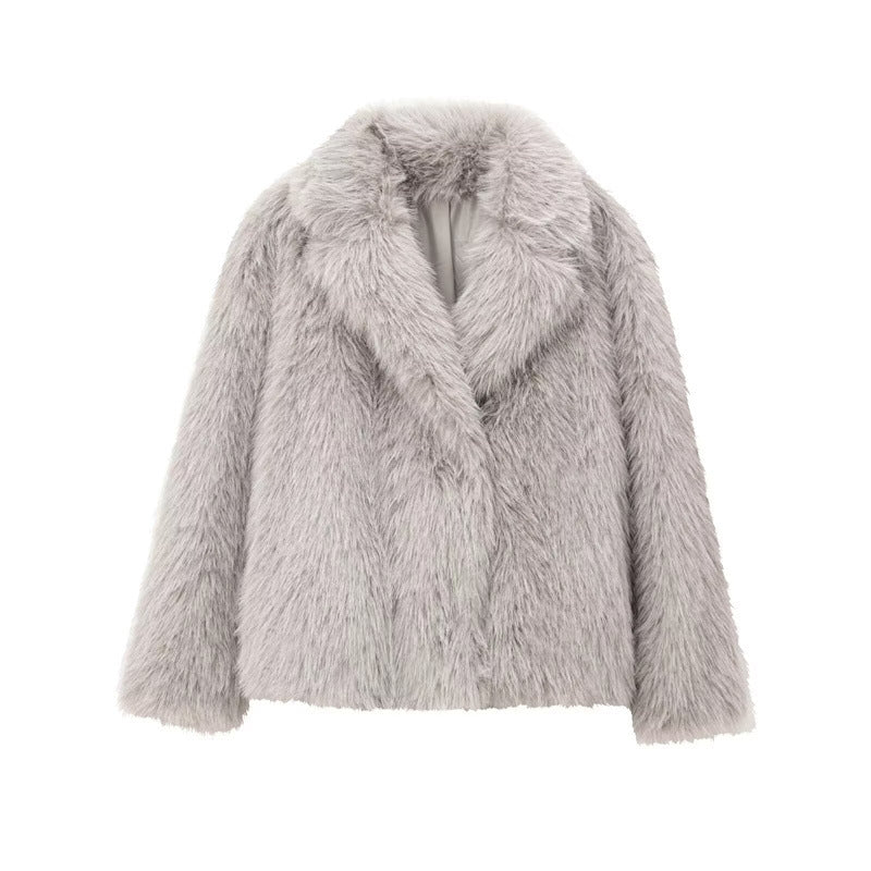 Veste Femme à Revers en Fausse Fourrure - Style Élégant - BMYANY