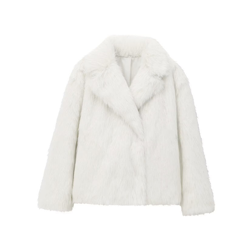Veste Femme à Revers en Fausse Fourrure - Style Élégant - BMYANY