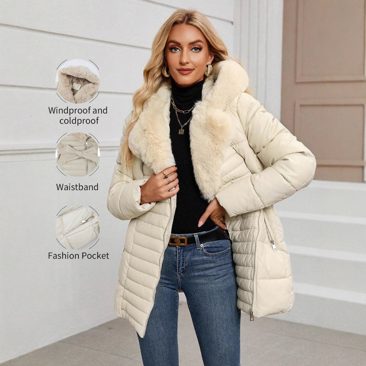Veste Matelassée Légère avec Capuche en Coton - Femme - BMYANY