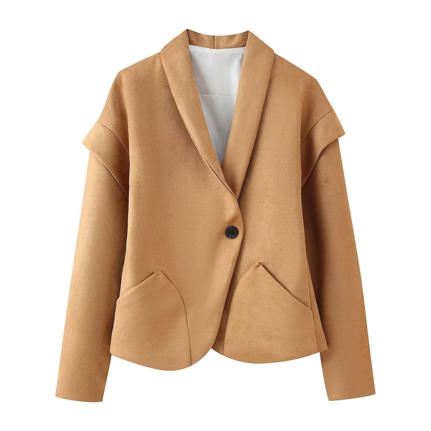 Veste de costume en daim à décolleté simple bouton - BMYANY