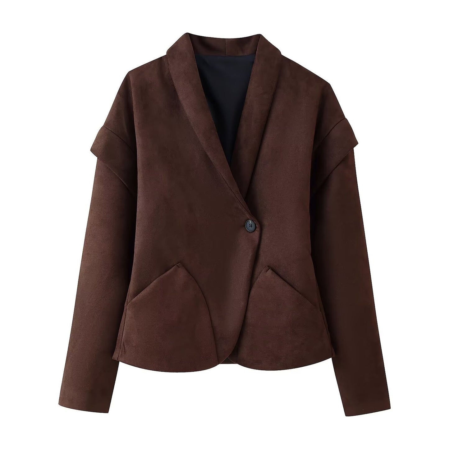 Veste de costume en daim à décolleté simple bouton - BMYANY