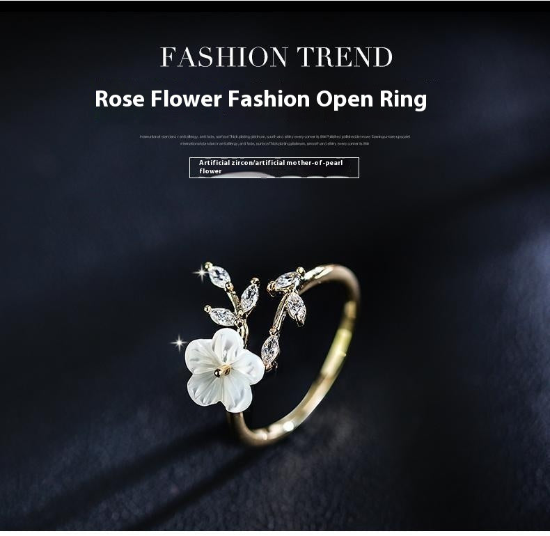 Creative Stylish Elegant And Simple Natural Flower Leaf Ring