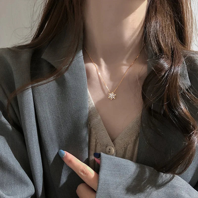 Collier Clavicule Flocon de Neige Argent Sterling 925 Femme Charmant