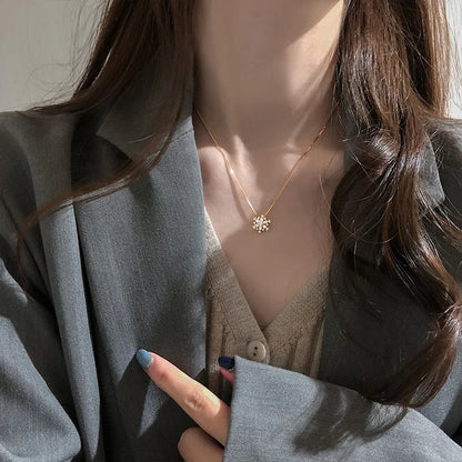 Collier Clavicule Flocon de Neige Argent Sterling 925 Femme Charmant