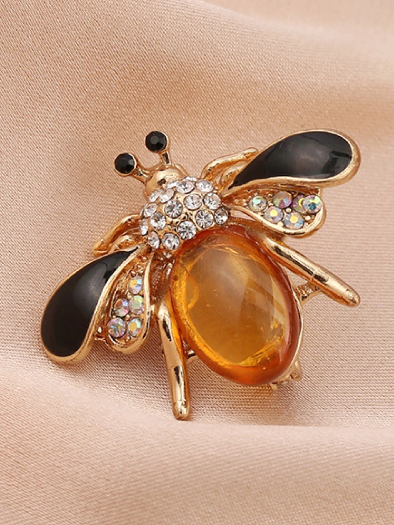 Broche abeille en perles délicates, cristaux, strass,  pour femme,