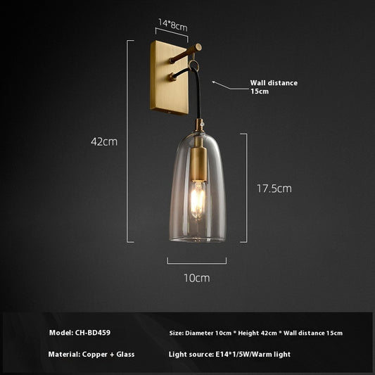 Copper Background Wall Lamp Living Room Bedroom Bedside Lamp - BMYANY