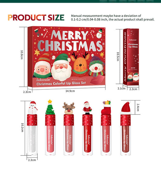 Christmas Gift Christmas Lip Gloss Set 6-Piece Red Matte Velvet Lip Gloss - BMYANY