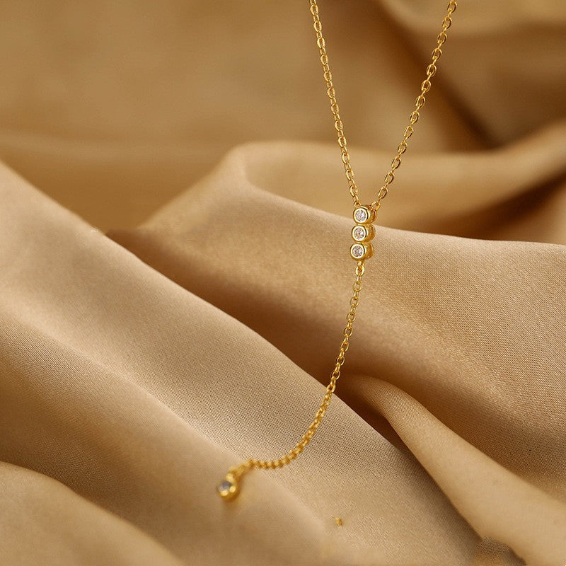 S925 Sterling Silver Fringed Zircon Necklace