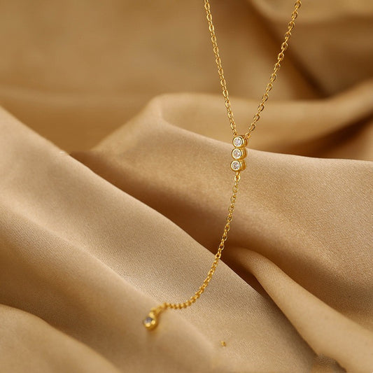 S925 Sterling Silver Fringed Zircon Necklace