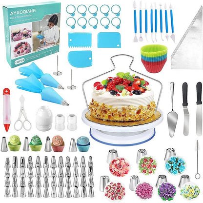 170 Pieces Set Cake Turntable Suit Butter Knife Decorating Nozzle DIY Baking Tool