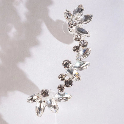 Boucles d'oreilles tendance en forme de feuille pour mariée, sans piercing, design pour femmes, bijoux bohèmes scintillants, en cristal, à clip, 2024