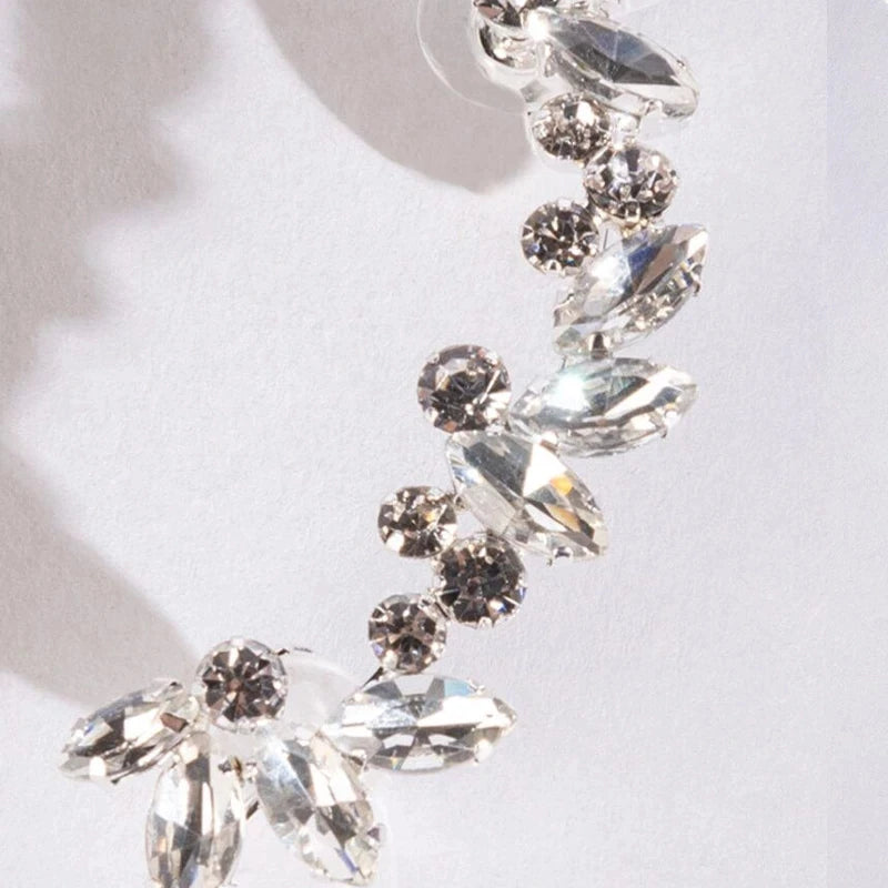 Boucles d'oreilles tendance en forme de feuille pour mariée, sans piercing, design pour femmes, bijoux bohèmes scintillants, en cristal, à clip, 2024