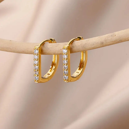 Boucles d'oresille plus de modèles pendantes en forme de cercle en zircon pour femme,