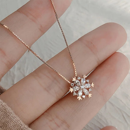 Collier Clavicule Flocon de Neige Argent Sterling 925 Femme Charmant