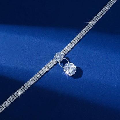 Collier TREAZY Pendentif Zircon Strass Ras du Cou Argent Femme Mariage