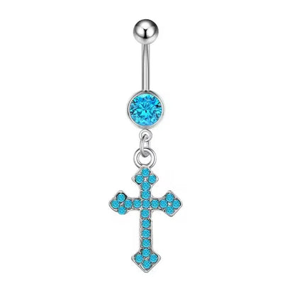Piercing Nombril Septum Titane Zircon Œil du Diable Croix - Bijoux Corps Femme