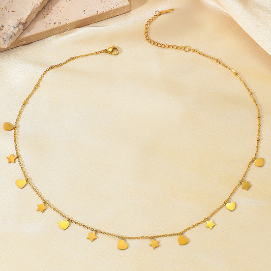 Fashion Simple Stainless Steel Glossy Love Star Necklace