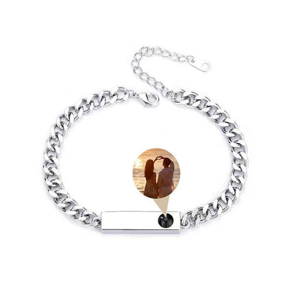 Titanium Steel Couple Projection Color Photo Bracelet