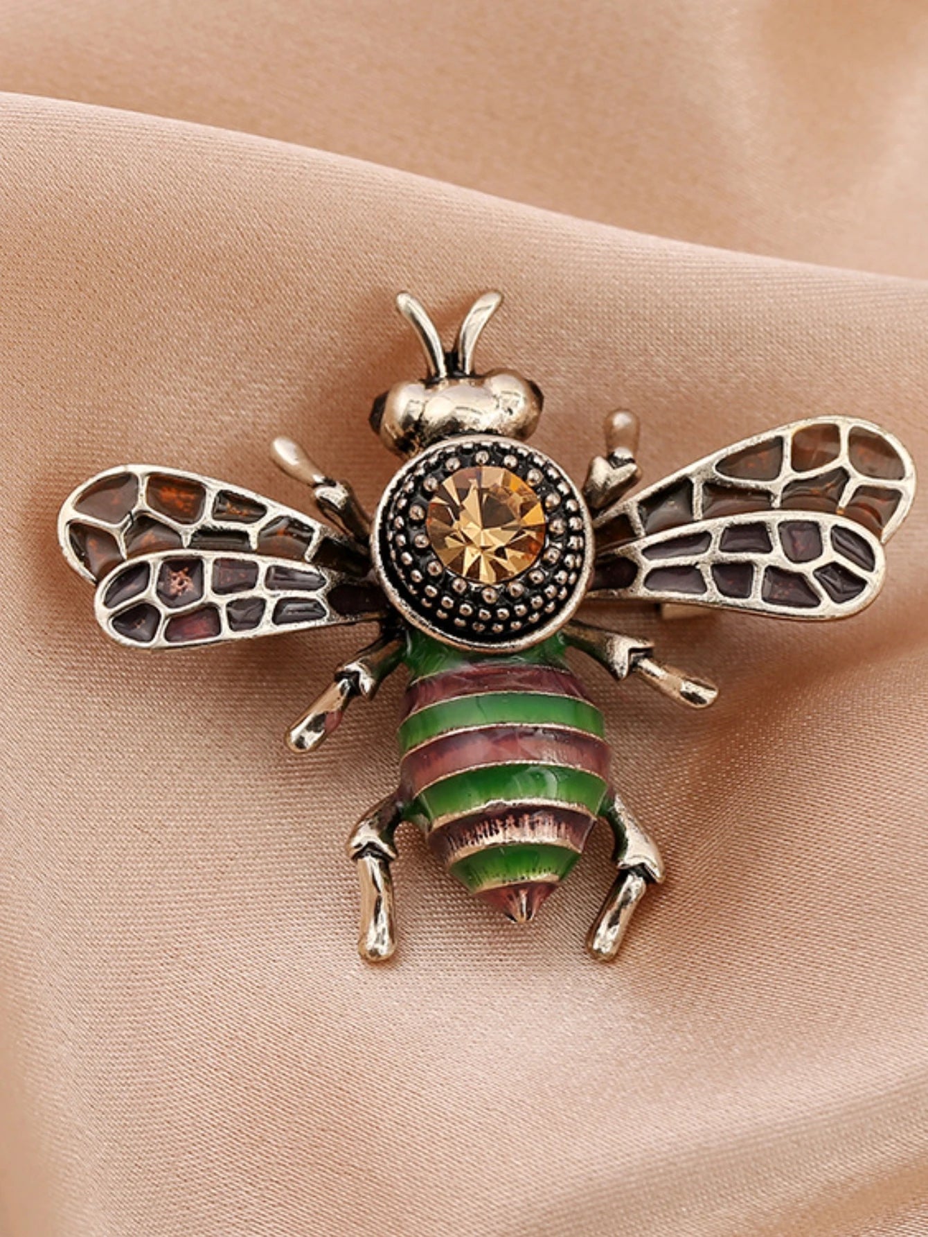Broche abeille en perles délicates, cristaux, strass,  pour femme,