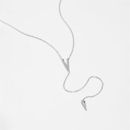 S925 Sterling Silver Long Tassel Y-shaped Necklace
