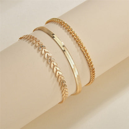 Ensemble de 3 bracelets de cheville simples pour femmes