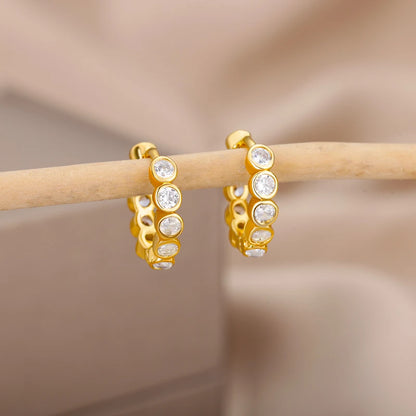 Boucles d'oresille plus de modèles pendantes en forme de cercle en zircon pour femme,