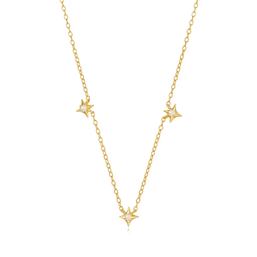 Collier en argent sterling 925 pour femme, pendentif étoile à quatre branches, motif géométrique en zircon, KO 2024