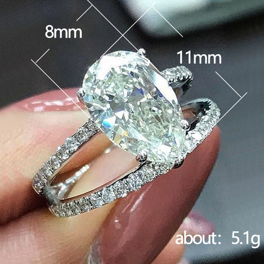 Bague simple double ligne en zircon en forme de goutte d'eau en forme de poire