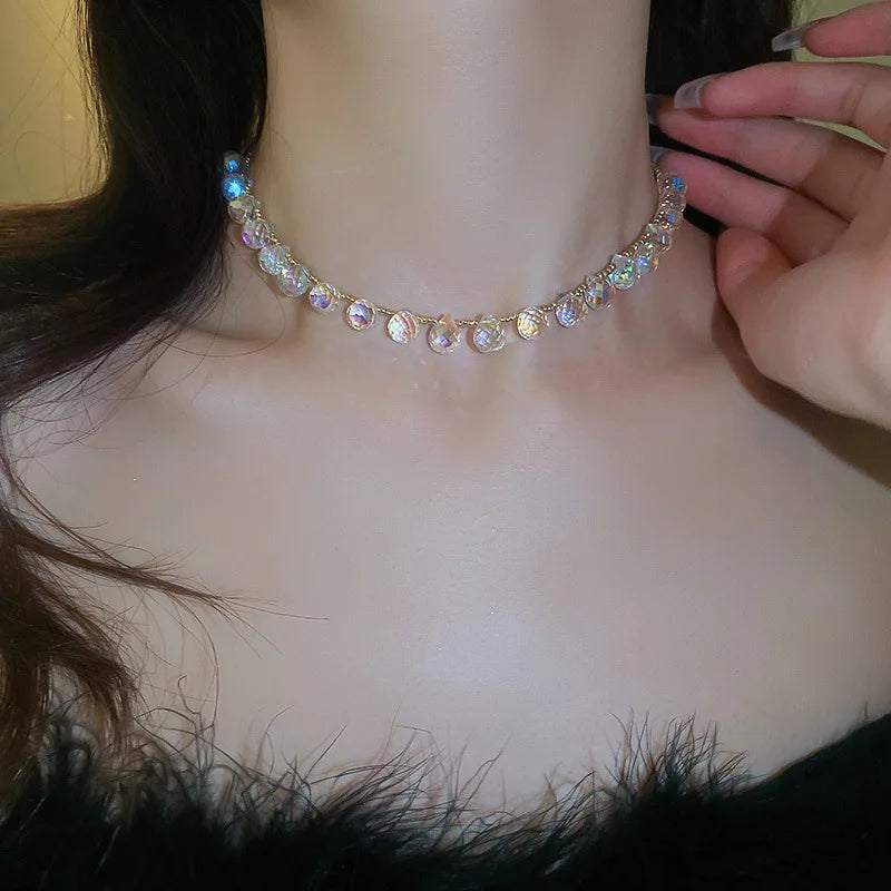 Coréen Doux Transparent Cristal RAS de Cou Collier Déclaration Petite amie Cadeau Mignon Plaqué Ou Collier Bijoux Collier Femme 2025