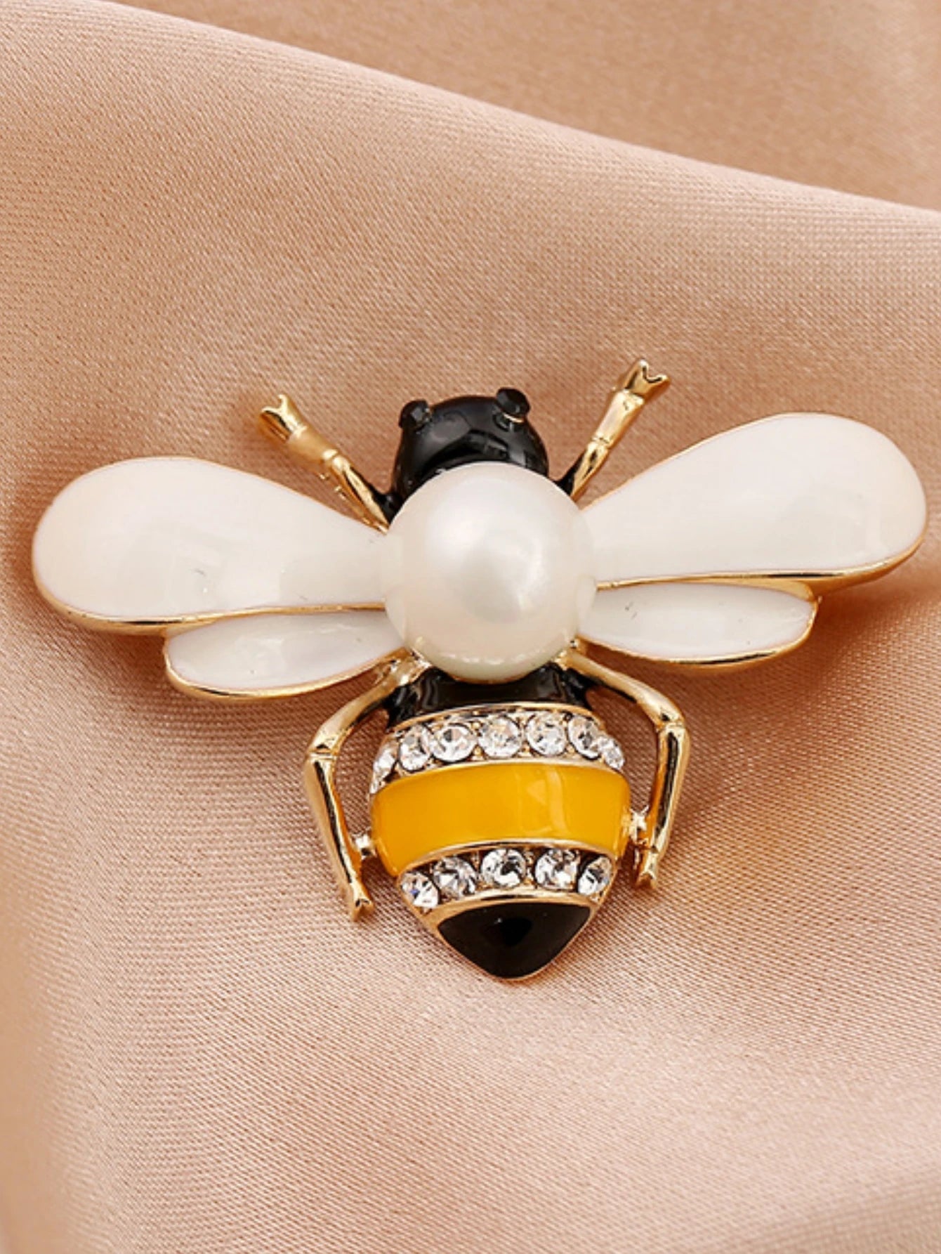 Broche abeille en perles délicates, cristaux, strass,  pour femme,