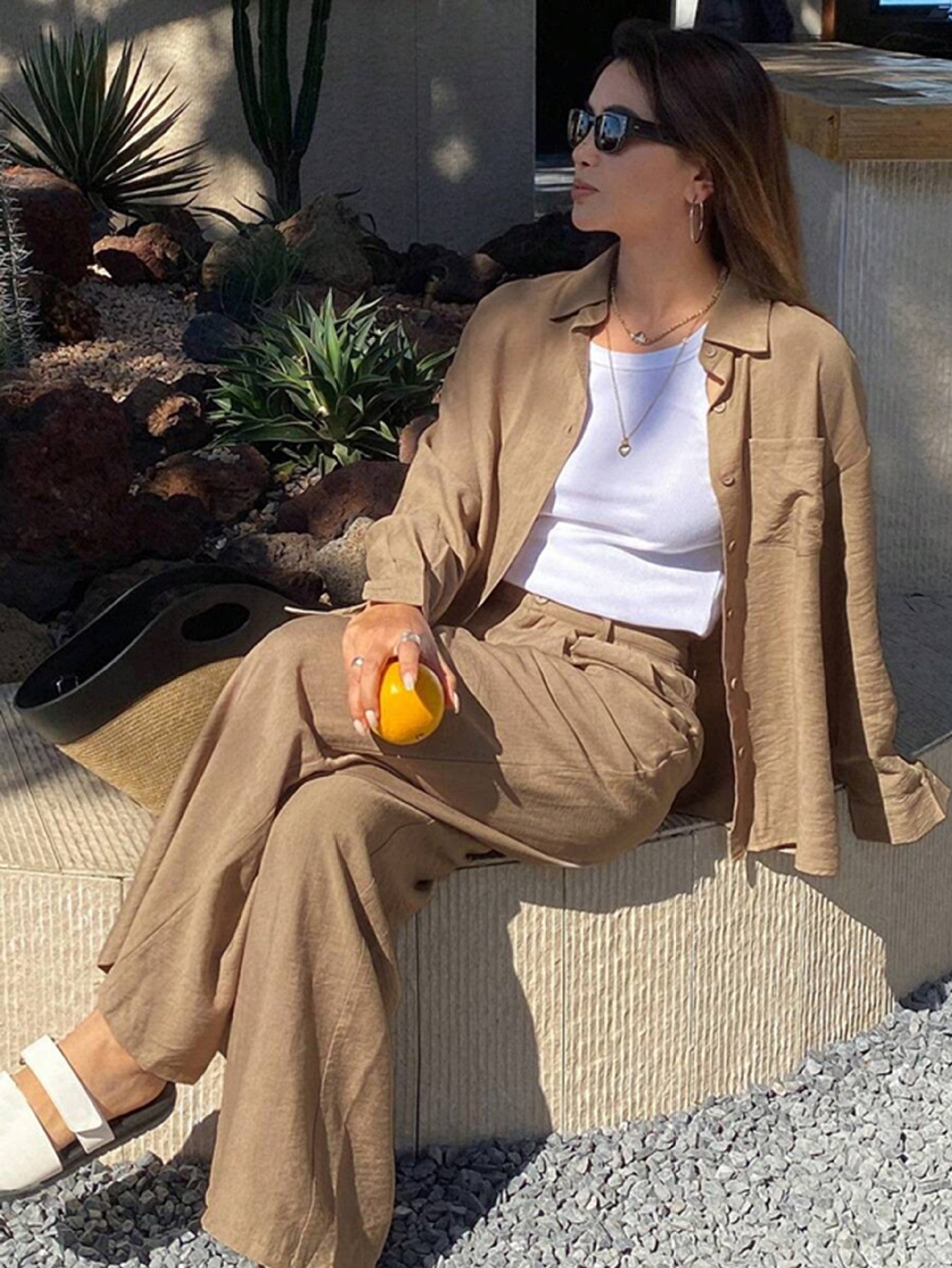 Women's Button Fashion Casual Two-piece Suit