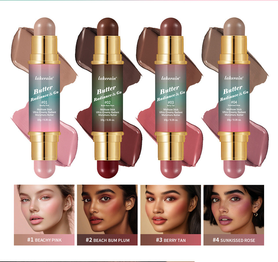 Natural Nude Makeup Double-headed Three-dimensional Face Repair Blush Stick