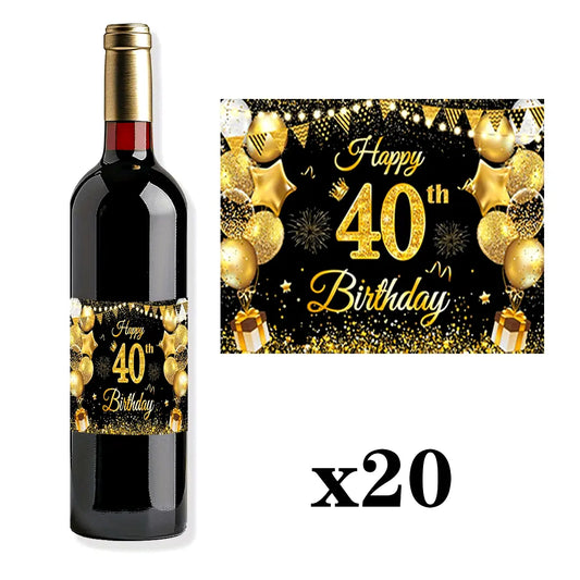 Étiquettes Bouteilles Anniversaire 40 Ans - 20 Pièces - BMYANY