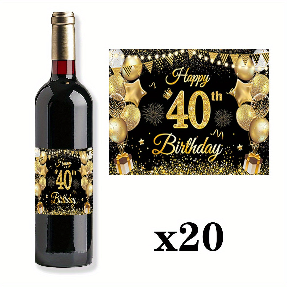 Étiquettes Bouteilles Anniversaire 40 Ans - 20 Pièces - BMYANY